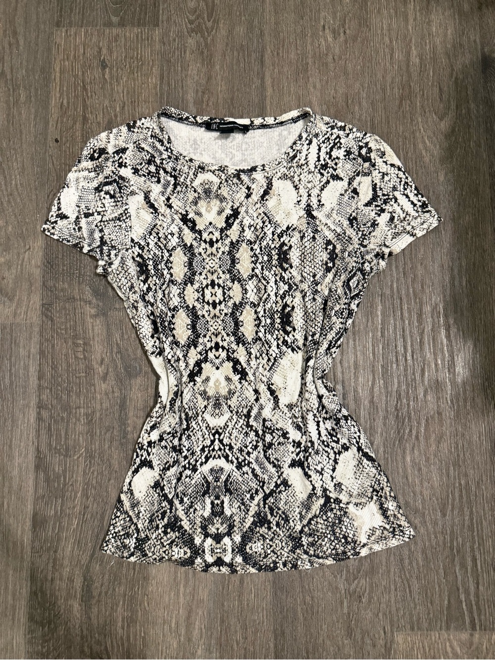INC International Concepts Snake-Print Scoop Neck Top - White, Black
